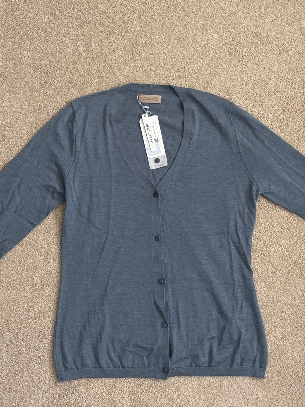 Falconeri Ultrafine Cashmere V-neck Cardigan in  carta da zucchero melange